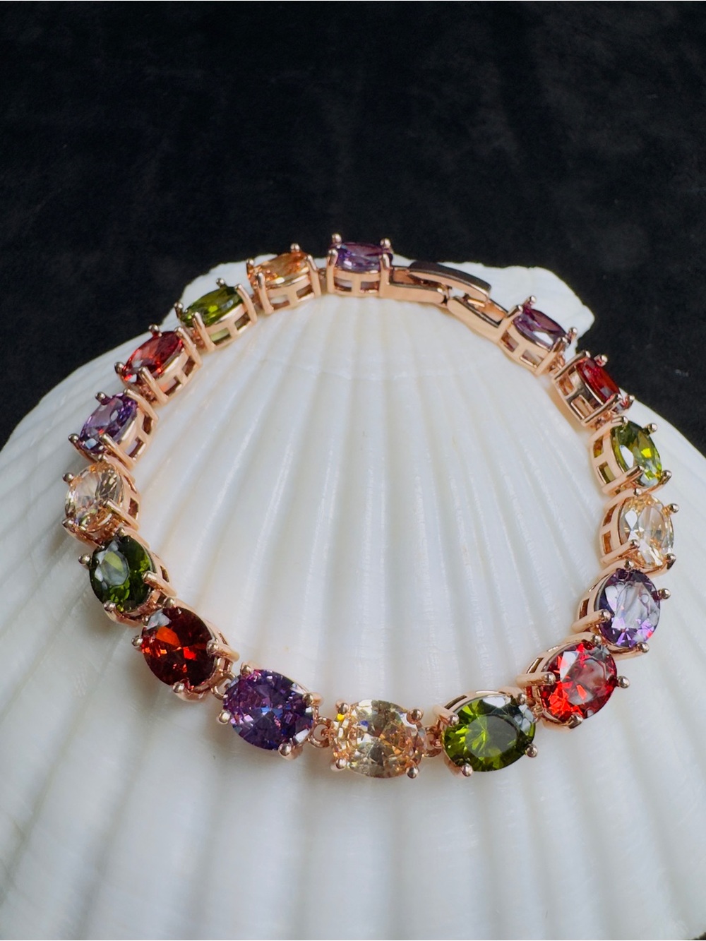 Multicolor Gemstone Bracelet in Rose Gold Tone